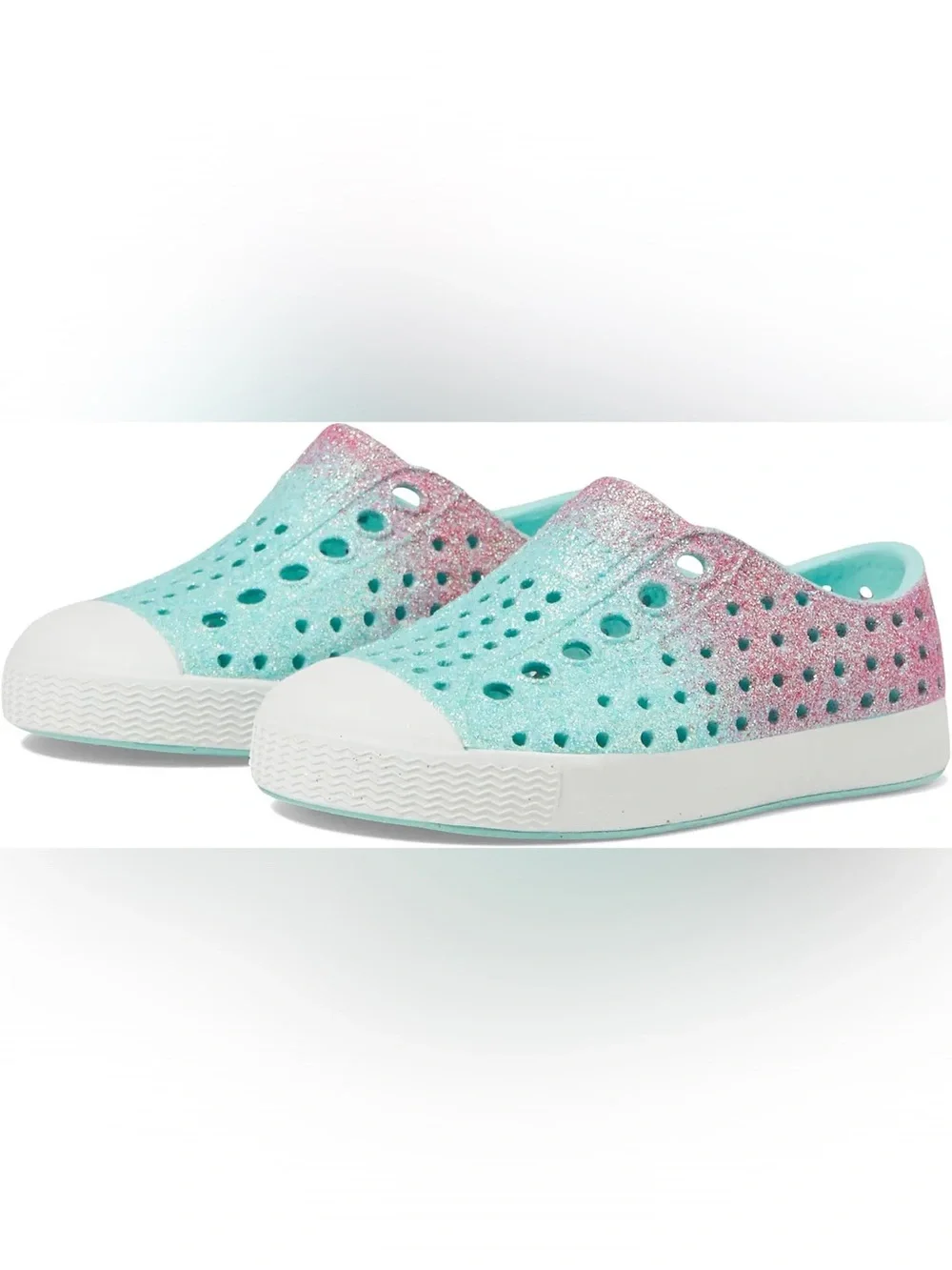 Native Blue & Pink Sparkle Slip-On Water Shoes Size 5